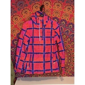 Columbia Youth L 14/16 Bugaboo II Fleece Interchange Jacket PINK Plaid Orange